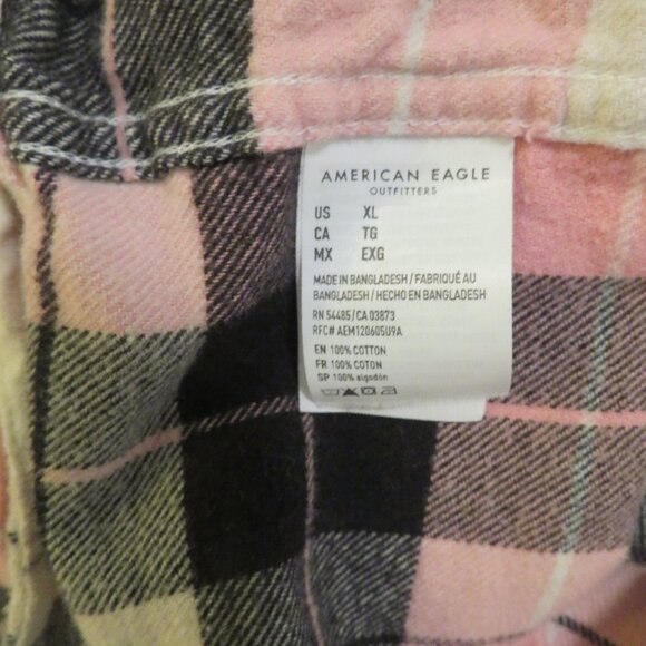 American Eagle Pink Plaid Flannel Shirt. Size XL - Picture 2 of 4